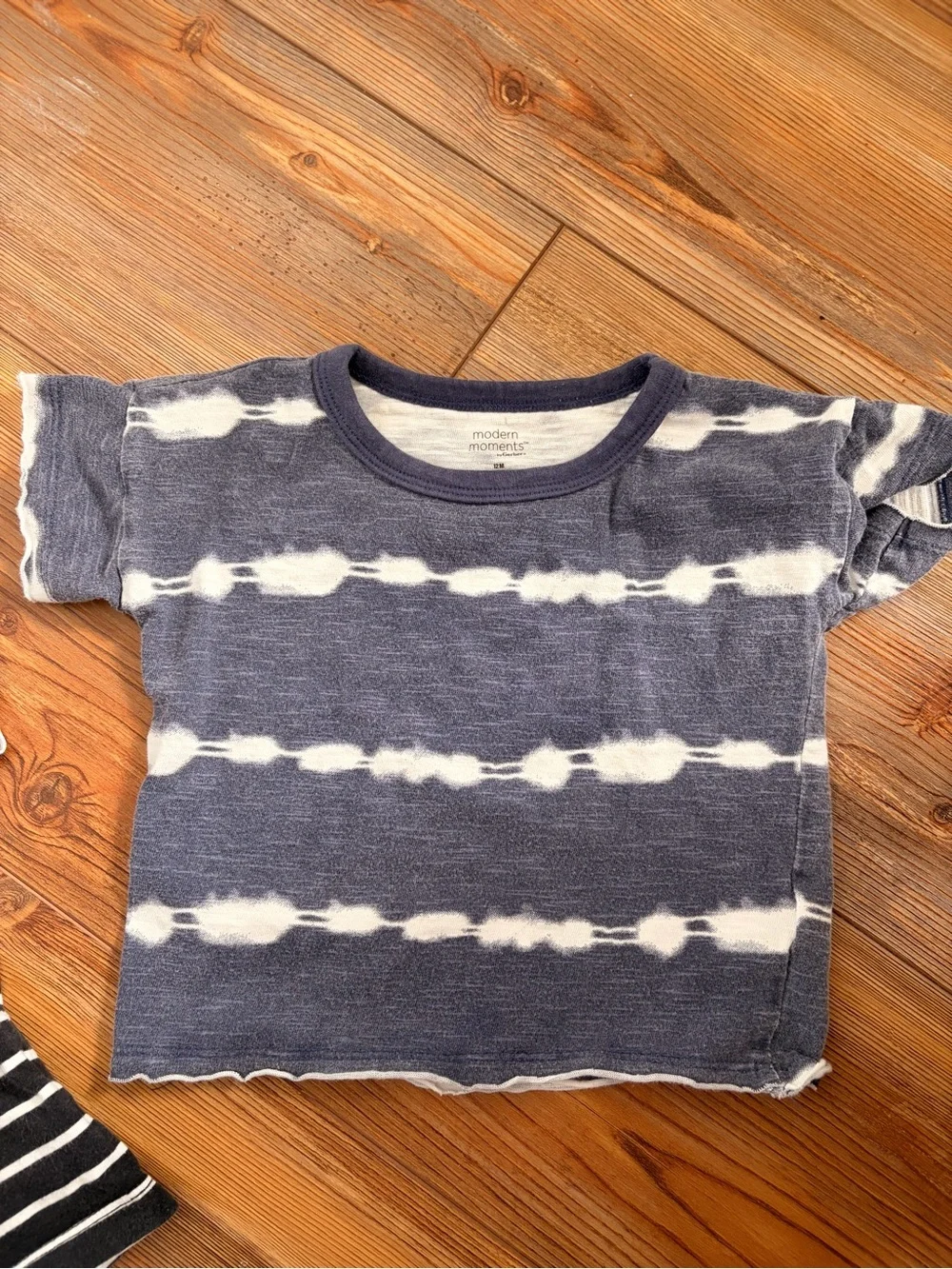 12 months Striped & Tie-Dye Short Sleeve Shirt Set - Navy, Black & Light Blue